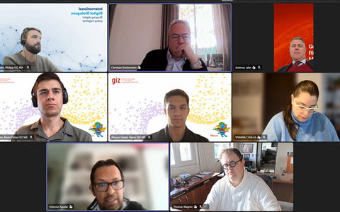 A screenshot of a virtual meeting showing 8 participants